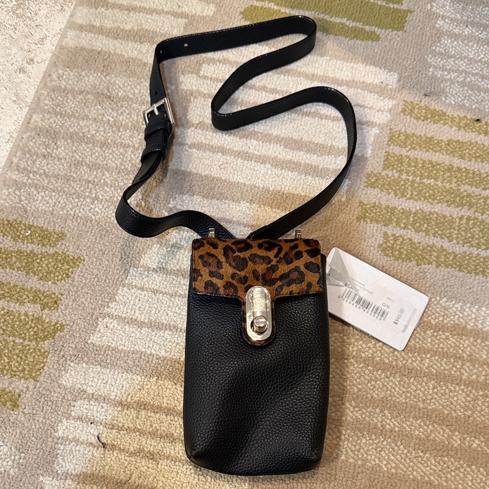 Elegant Ted Baker  Black and Leopard Crossbody Bag New with Tags